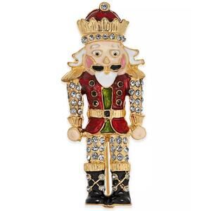 Gold-Tone Crystal Nutcracker Pin